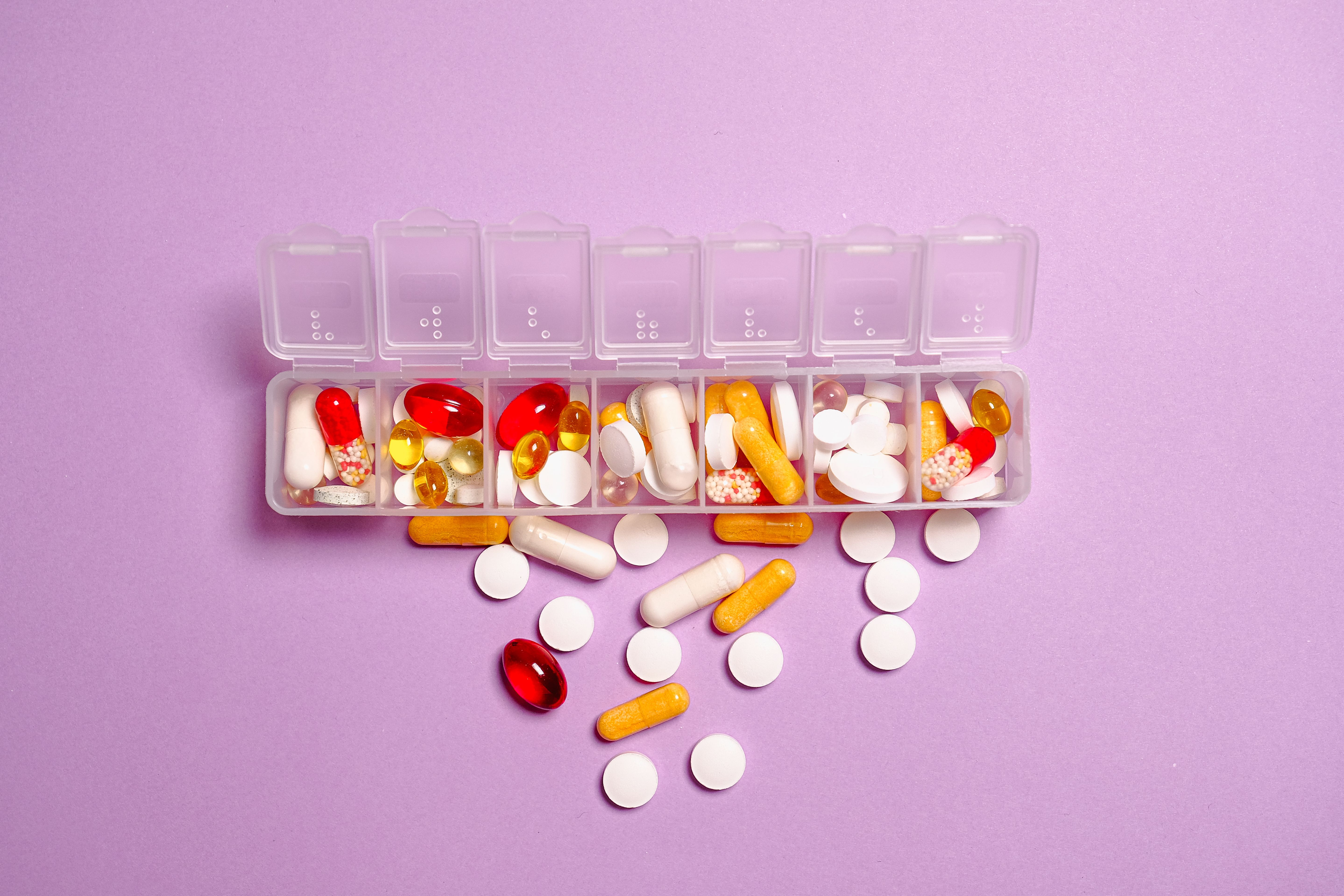 Probiotic supplement capsules from a bottle