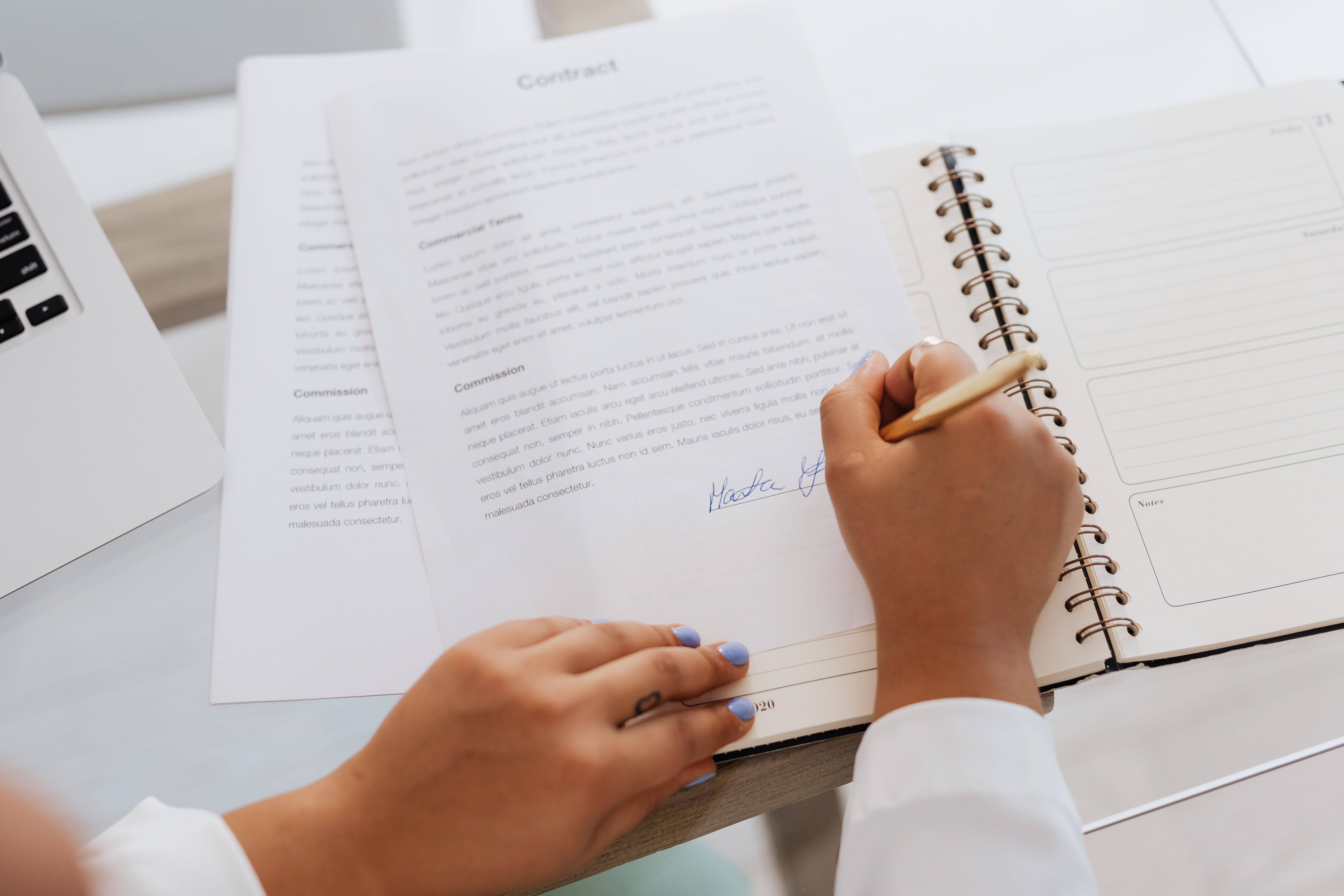Signing legal and financial documents