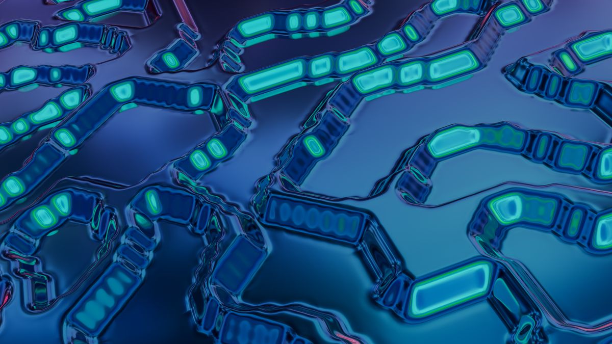 Gráficos digitales abstractos en tonos azules con líneas de cuadrícula