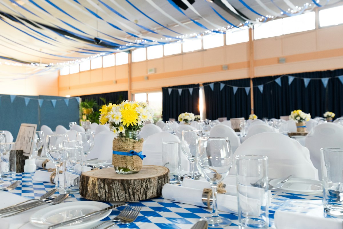 Place settings and name cards arranged for guests at a celebration