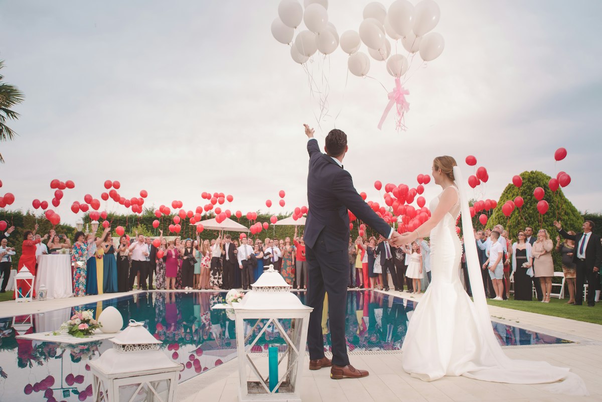 Outdoor wedding ceremony setup with a view