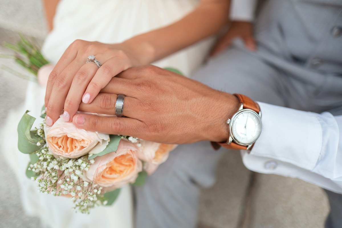Couple on a beach at a destination wedding setting