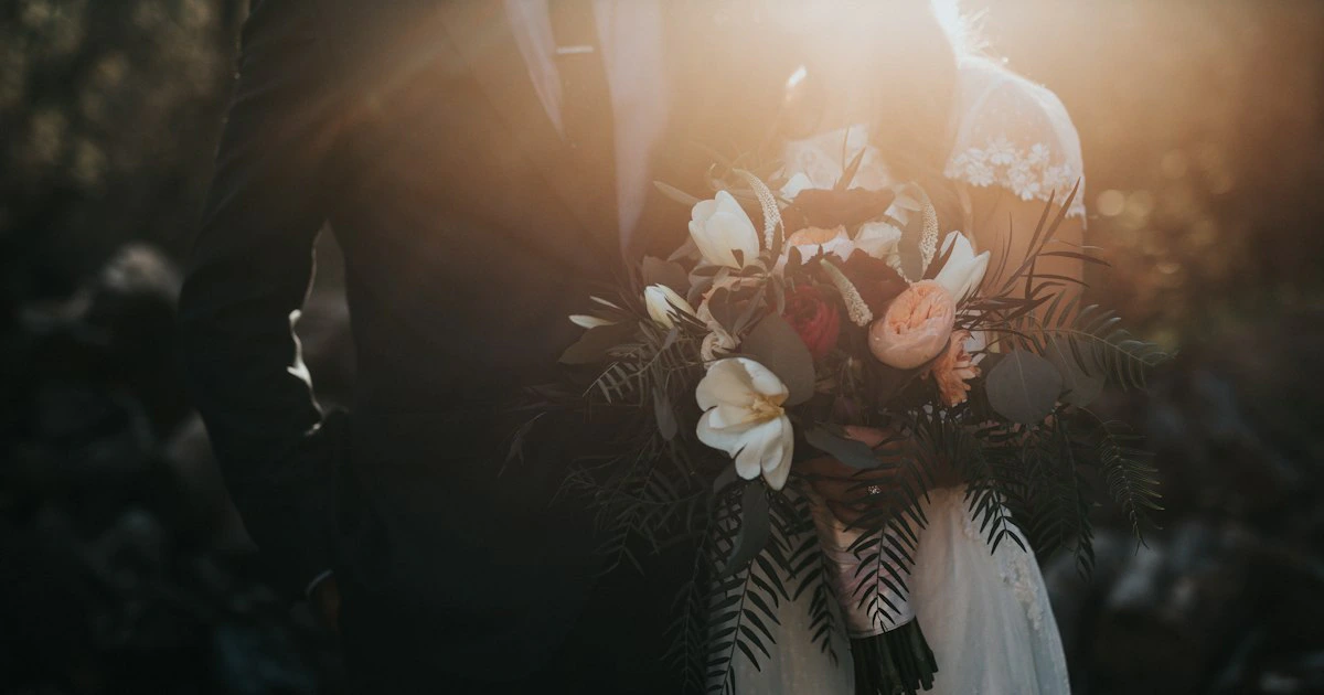 An engaged couple at their wedding, the payoff of calm and organised planning