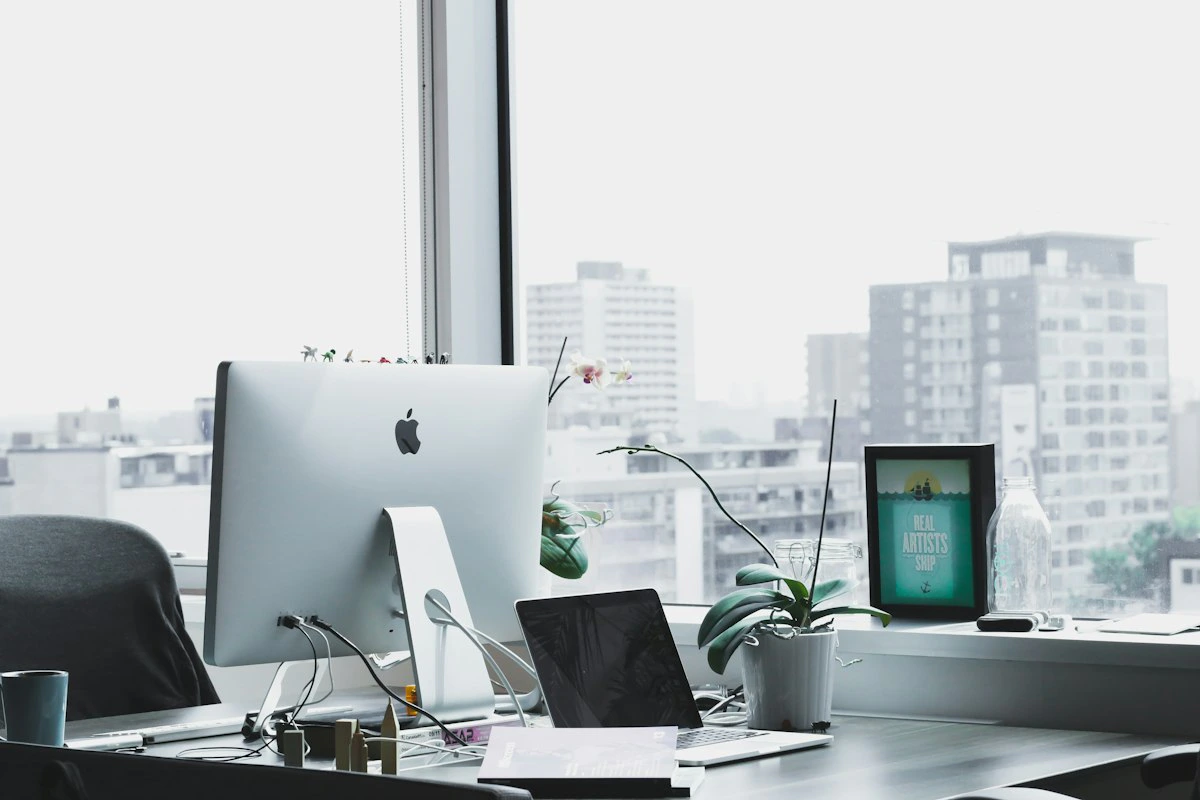 Contemporary office with desk chairs