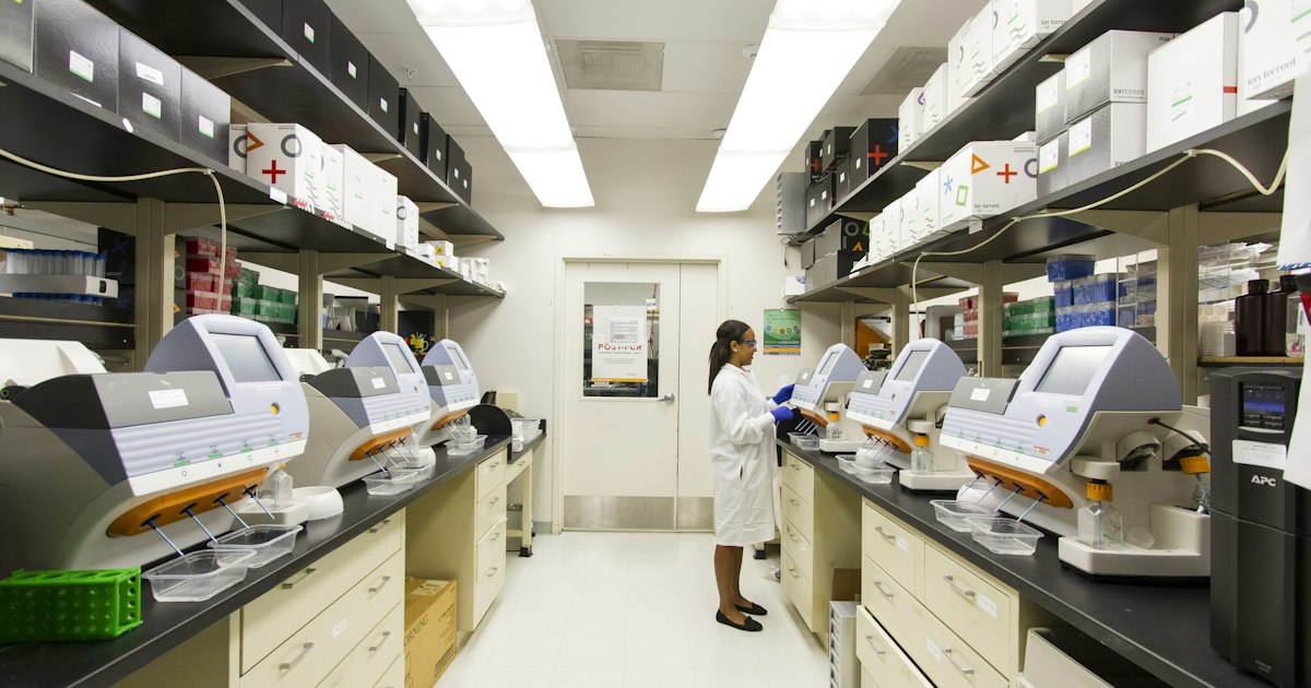 Centrífuga de laboratório com tubos de amostras de sangue para análise clínica